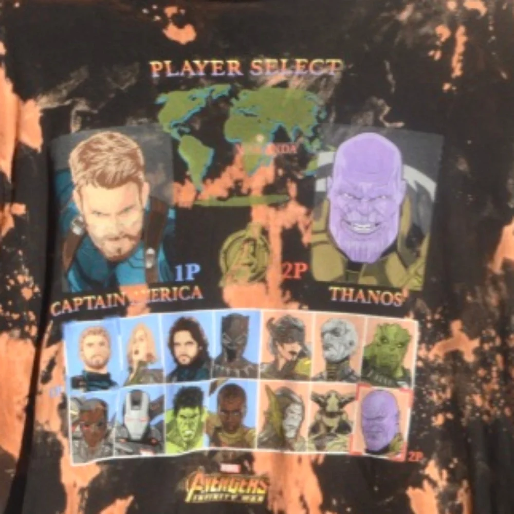 The Avengers Tie Dye Shirt Distressed Black Size Medium Youth